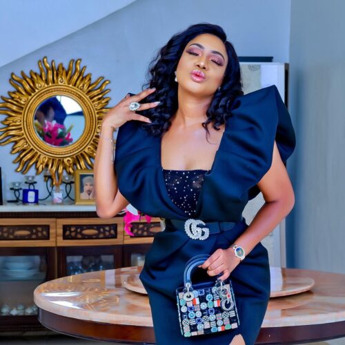 Chika Ike Oozes Gorgeousness In Navy Blue Maxi Dress