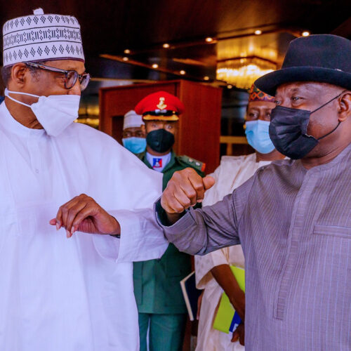Ex-President Goodluck Jonathan Visits President Muhammadu Buhari At The Presidential Villa In Abuja (Photos)