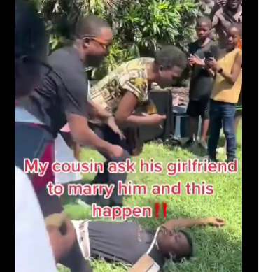 Dramatic! Woman Collapses After Her Boyfriend Proposed To Her